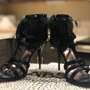 Feather Strappy Heels